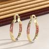 1 Pair of Able Tricolor Gold Color Circle Hanging Earrings, Women's Daily Minimalist Design Party Jewelry Gift