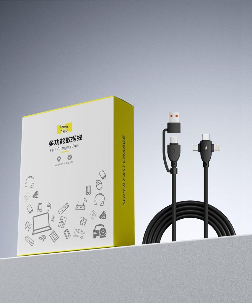 240W 5-in-1 Liquid Silicone Fast Charging Cable for iPhone 17 & Android