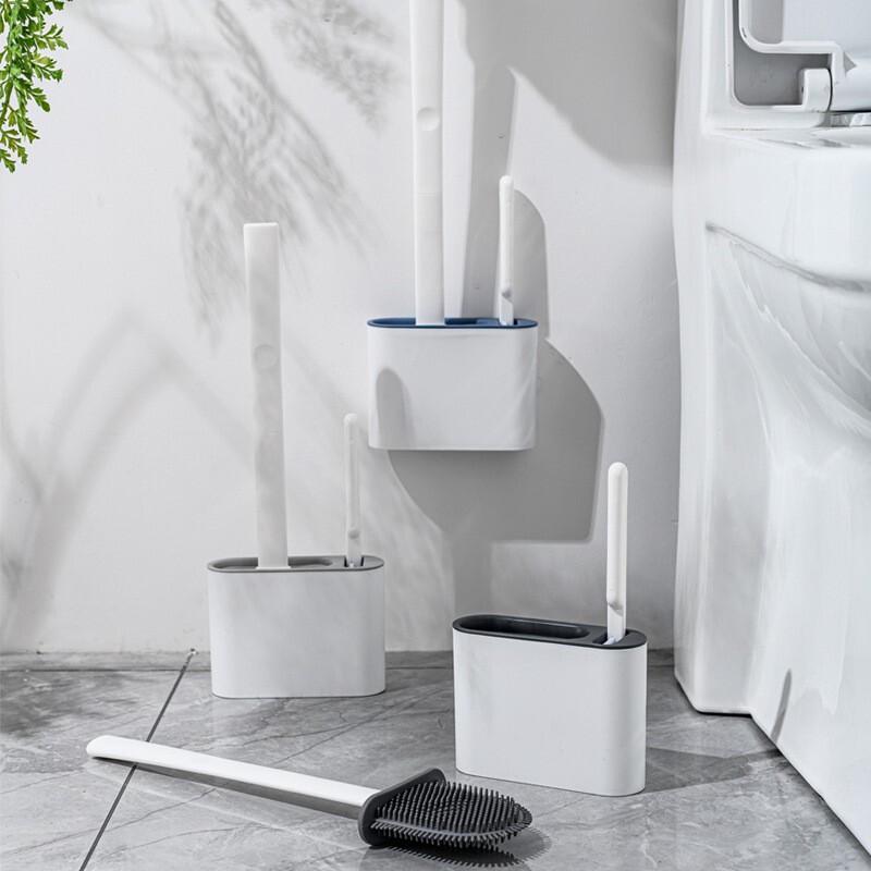 Wall-mounted Silicone Toilet Brush Set