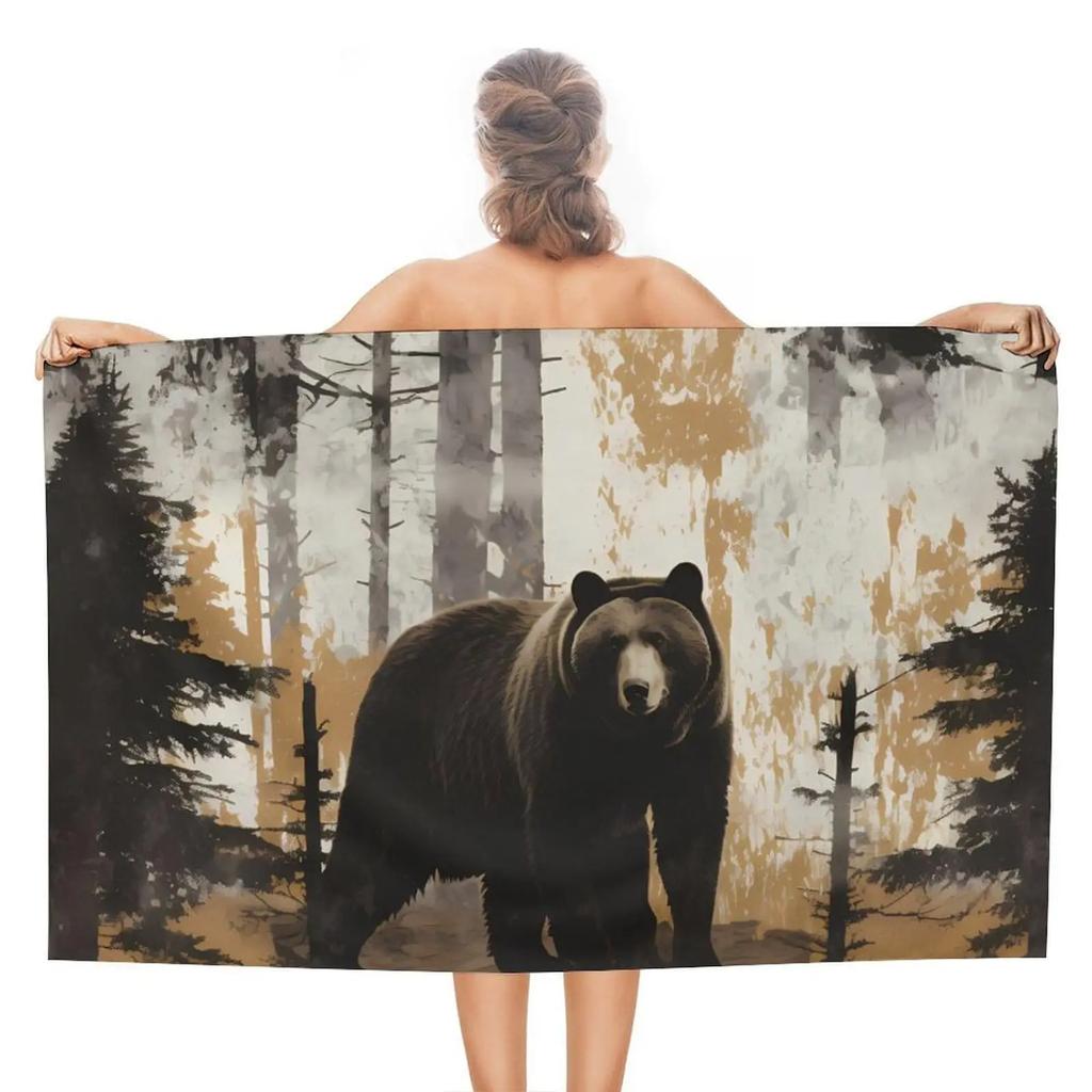 Bear Pattern Beach Towels Quick Dry Oversized Beach Blanket Sand Free Travel Swimming Yoga Bath Towel For Adults And Kids