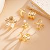 Resort Style Irregular Open Ring with Starfish and Pearl Alloy Ring Set