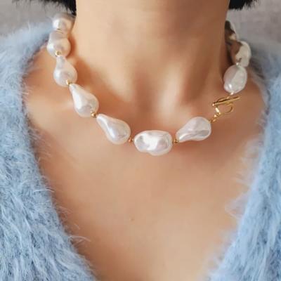 Women's 15K Gold Plated King Ugly Pearl Choker Layered Necklace