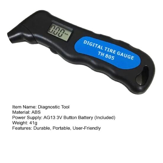Car Diagnostic Instrument Digital Tire Pressure Gauge with Unit Switching PSI BAR KPA KG/O LED Flashlight Safety Hammer High Accuracy Portable Tool
