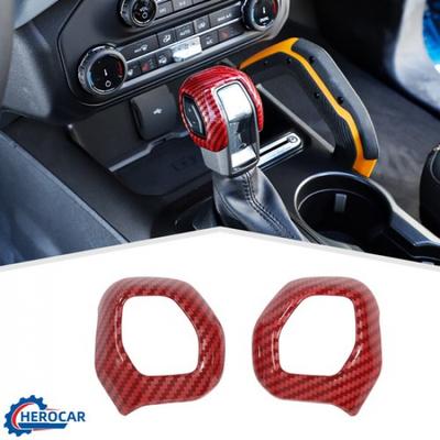 2x Red Carbon Fiber Gear Shift Knob Head Cover Decor Trim for Ford Bronco +