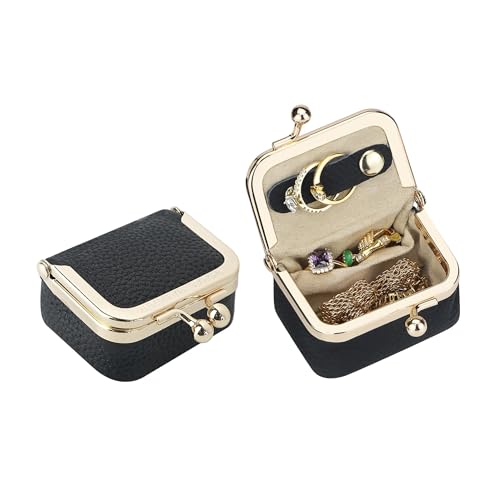 Royal Bagger Genuine Leather Mini Jewelry Box Women's Coin Purse Solid Color Kiss Lock Change Pouch Casual Style Small Storage Bag for Women 1894