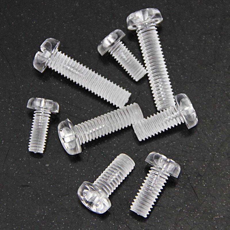 Acrylic Phillips Pan Head Screws: PC Translucent, Round Head, M2.5-M8