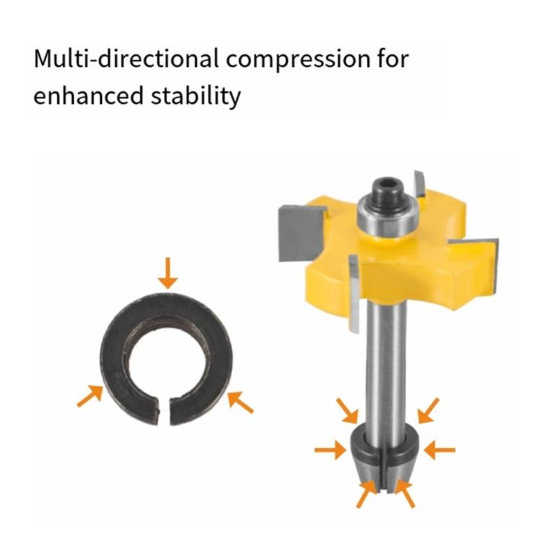 5pcs Routers Bit Shank Adapter Set Includes Collet Chuck and Nuts for Trimming Engraving Machines 6mm 1/4Inch Shanks