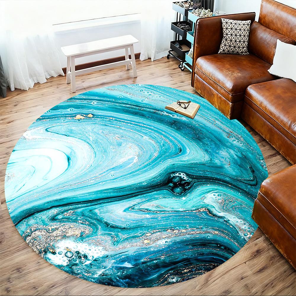 1pc Marble Texture Round Chair mat Area Rug - Non-Slip, Floor Mat for Office, Bedroom, and Indoor Decor c1118229