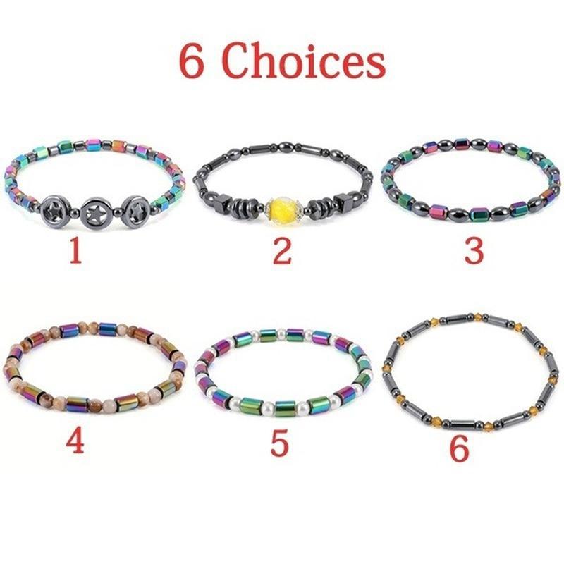 Trendy Weight Loss Magnetic Hematite Round Beads Stretch Anklet Anti-Fatigue Health Care Energy Slimming Anklet Jewelry