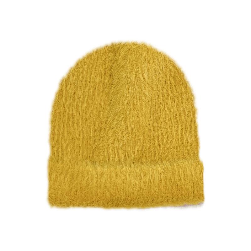 Winter Imitation Mink Hair Children's Knitted Hat, Solid Color Imitation Rabbit Hair Wool Hat for Boys and Girls Outdoor Warm Cold Hat