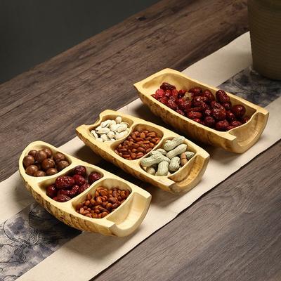 Bamboo Products Bamboo Root Dried Fruit Plate Creative Desktop Snack Storage Box Divided Tea and Pastry Plate Nut Box