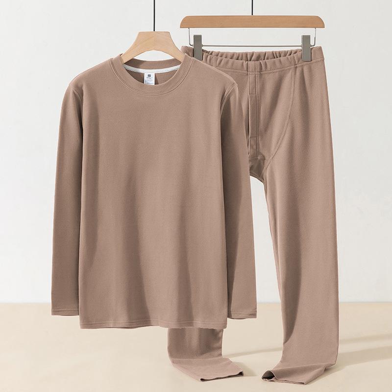 Men's Double-Sided Fleece Warm Winter Thermal Set: Long-Sleeved Top & Seamless Pants
