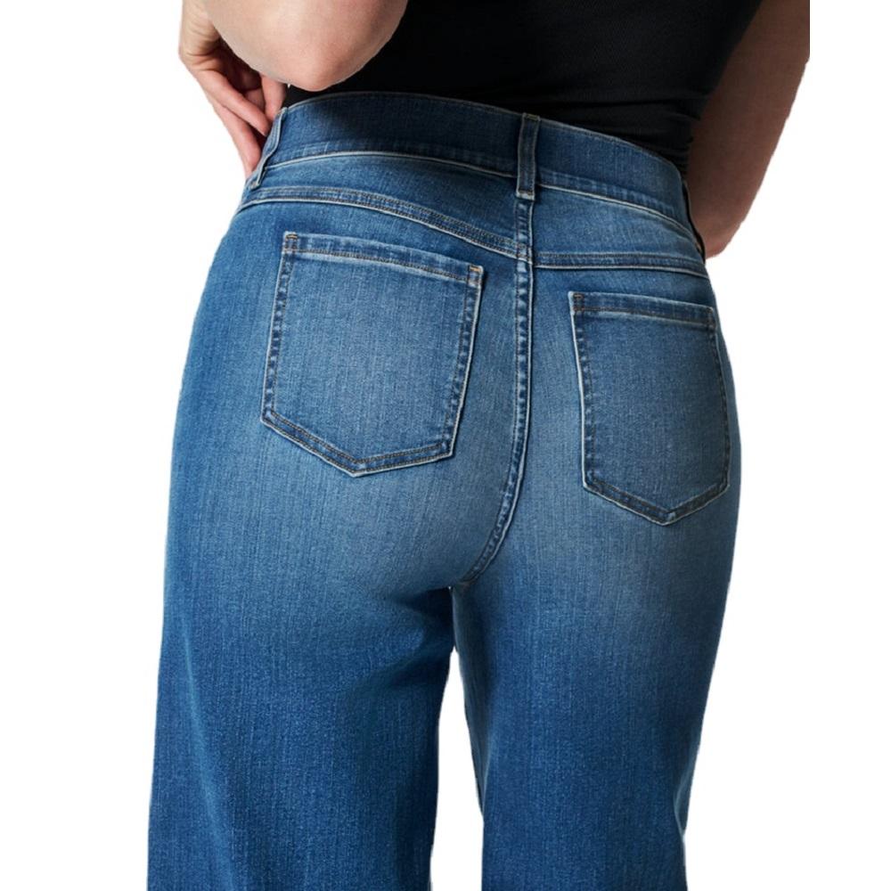 Jeans da donna in denim elasticizzato a vita alta Pantaloni jeans elasticizzati a gamba larga Pantaloni lunghi casual da donna