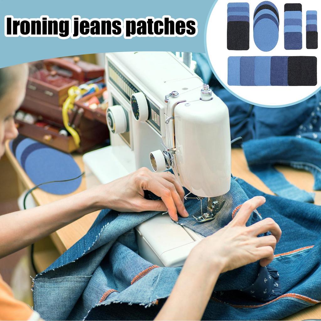 Kit di Toppe per Jeans Termoadesive per Riparazione e Decorazione 25 Pezzi Kit di Toppe in Denim per Jeans per Abbigliamento Pantaloni Giacca Borsa Zaino Cappello Tasca