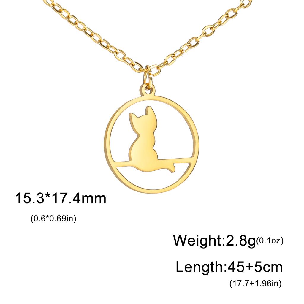 Cazador Walking Cat Kitten Necklace for Women Stainless Steel Round Pendant Animal Chain Necklaces Jewelry 2026 Wholesale New