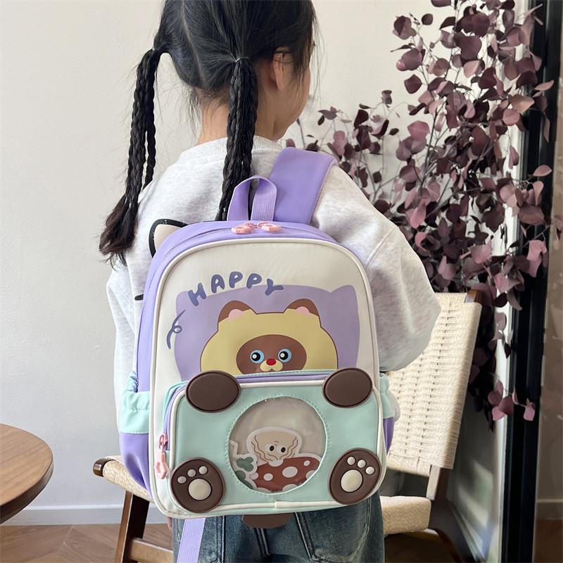 Kleinkind Cartoon Tier Bär Muster Druck Rucksack Mit Langlebigem Polyester Material Und Bequemen Gebogenen Schultergurten Für Kinder