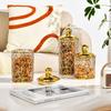 1PC Multifunctional Storage Tank Light Retro Pattern Transparent Sealed Jar Luxury Golden Lid Candy Coffee Bean Storing Jar