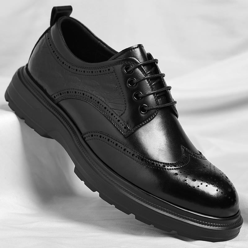 Fashion New Men's Leather Oxford Shoes for Men Formal Derby Dress Shoes Business Casual Wingtip Brogues for Wedding Party Work Footwear