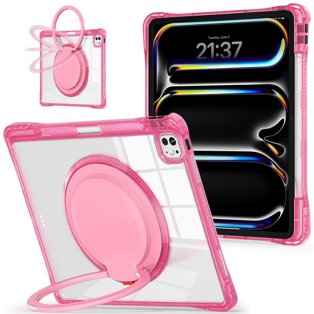 For iPad Pro 13 (2024) Case Rotary Kickstand PC+TPU+Acrylic Tablet Cover
