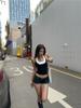 Fashionable Color Block Halterneck Slimming Retro T-Shirt Vest
