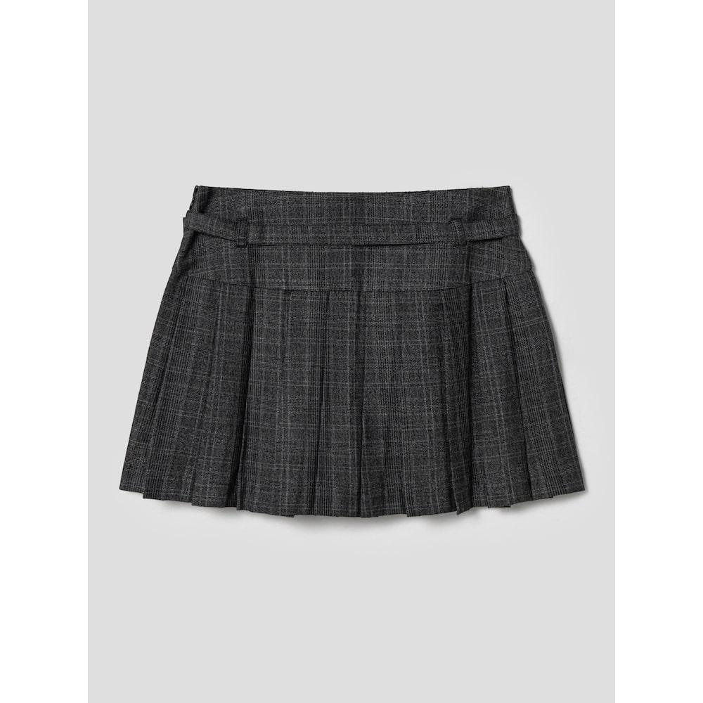8SECONDS Check Pleated Skirt Ash