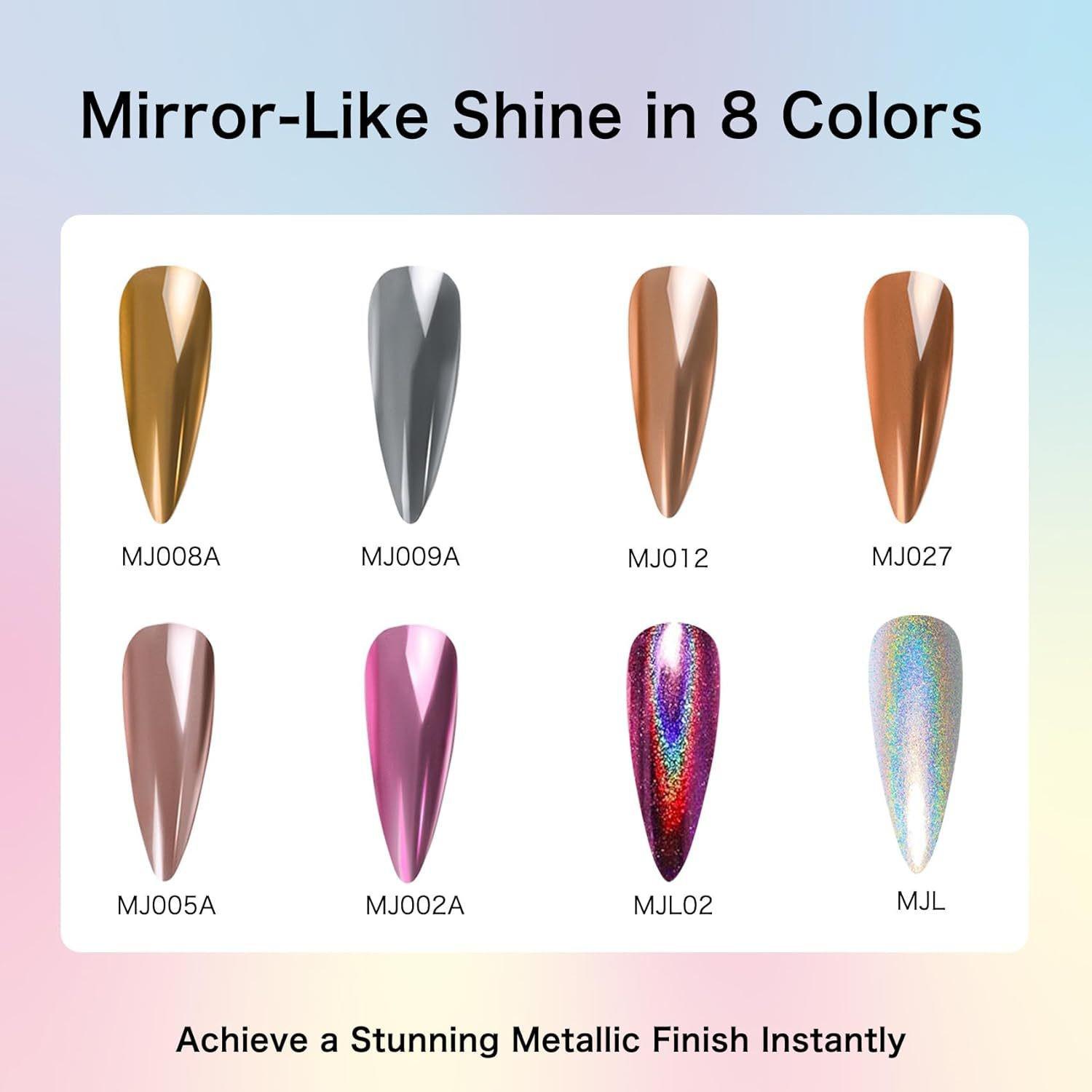 Color-Changing Dragon Aurora Mirror Nail Powder: Gold, Silver, Champagne Ultra-Fine Glitter