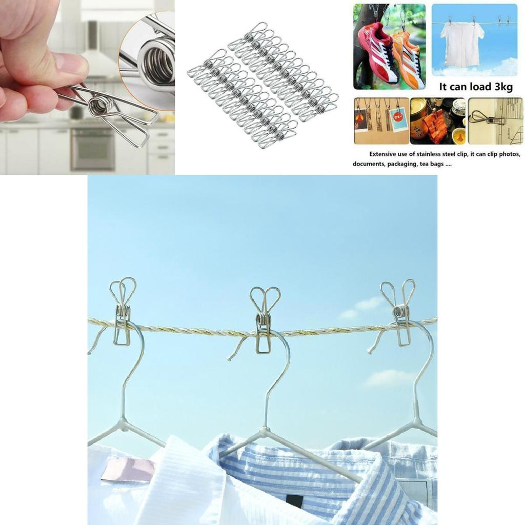User-friendly 20x Stainless Steel Clothes Pegs With Excellent Arc Design For Secure Hanging And Drying