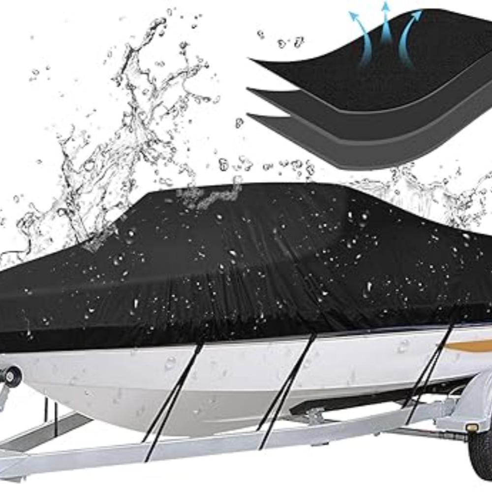 Outdoor V-Shaped Yacht Cover, 190T Polyester Taffeta Fabric, Waterproof Sunproof Dustproof Full Boat Hull Protector