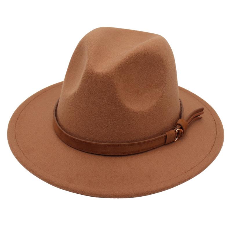 Gentleman'S Top Hat Vintage Jazz Hat Men'S And Women'S Elegant Felt Hat Belt Buckle Tweed Hat Light Luxury