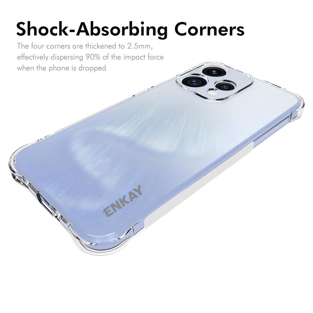Pro Oppo Reno15 5G (Globální) Průhledný kryt na telefon ENKAY HAT PRINCE Nárazuvzdorný Protiskluzový TPU kryt