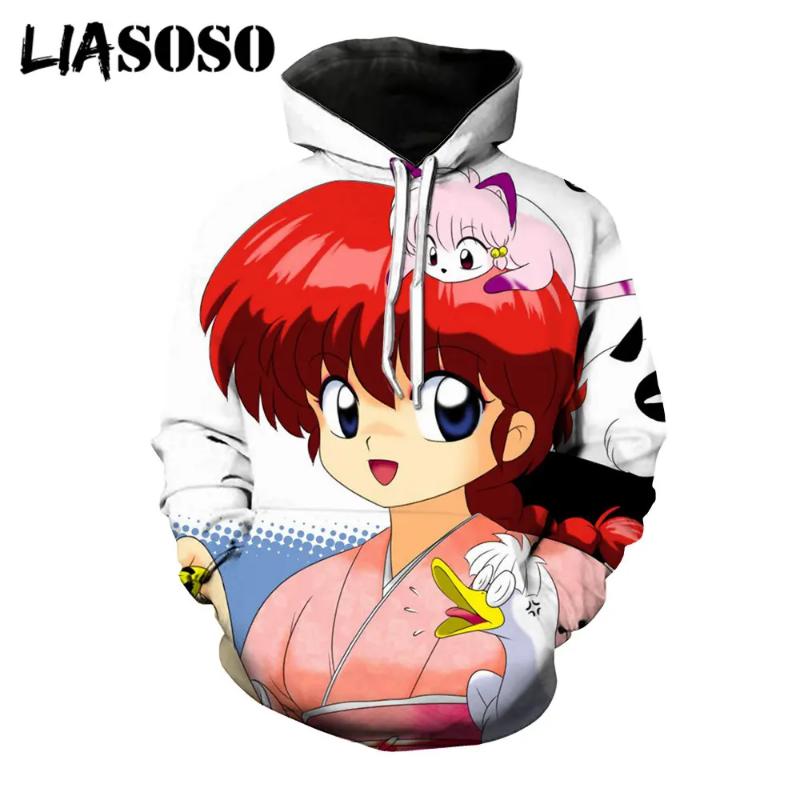LIASOSO 3D Print Anime Ranma 1/2 Kawaii Tendou Akane Hoodies Women Men's Pullover Streetwear Harajuku Fitness Casual Top Clothes