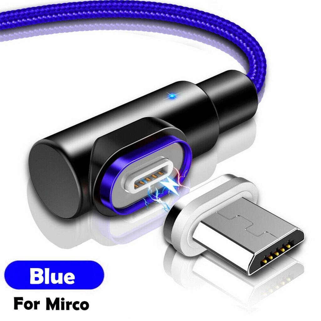 1M 3A 90 Degree Magnetic Fast Charging Charger Data Cable for Mirco USB