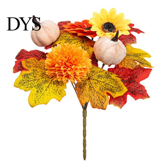 Holiday Gift for Thanksgiving Artificial Sunflower Maple Leaf Bouquet, Fall Flowers, Realistic Silk Faux Leaves Vase Flower Table Mantel Entryway