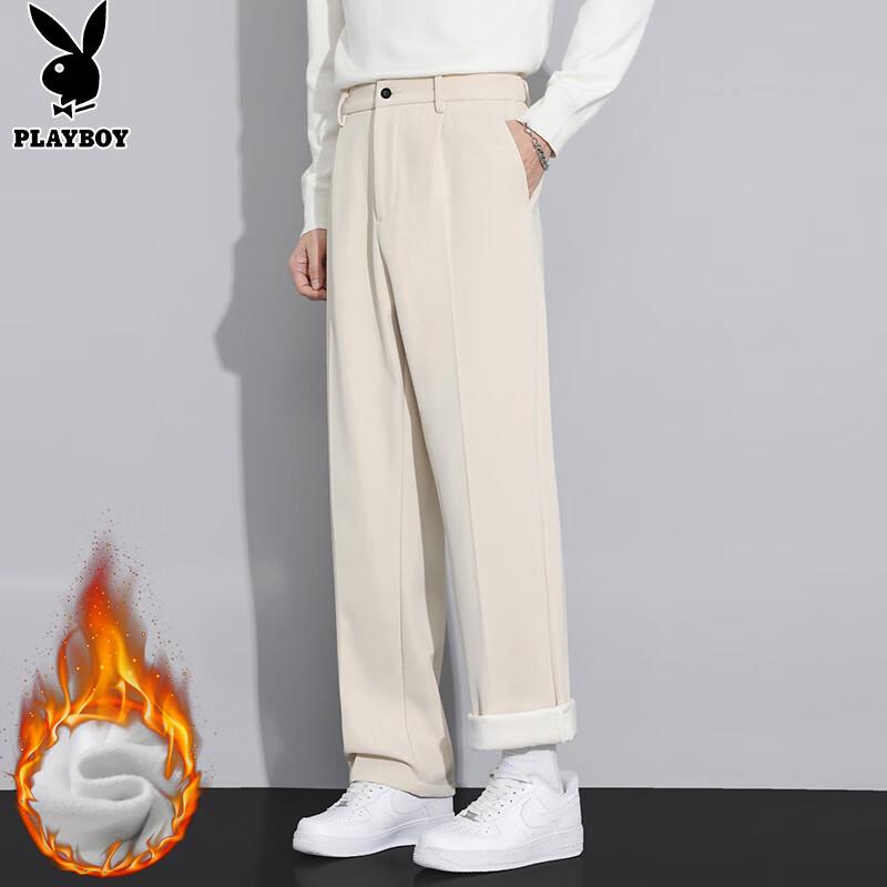 

PLAYBOY Men s Fleece-Lined Straight-Leg Casual Trousers XL