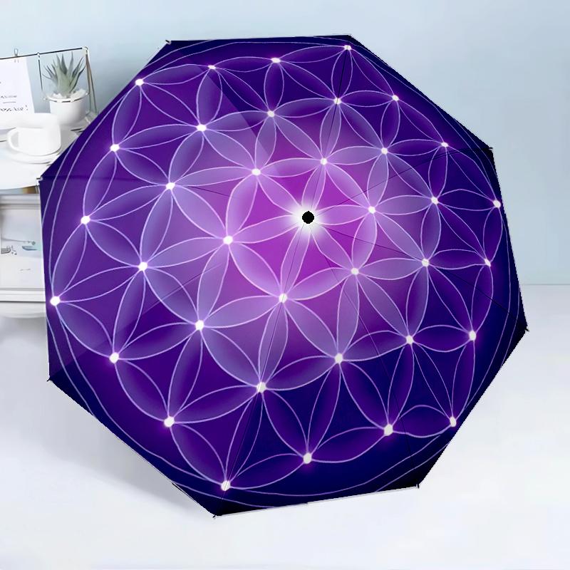 Cosmic Flower Of Life 8-Frame for Travel, camping, Casual Lightweight Portable Umbrella, Essential for every family Holidays Birthday Gift