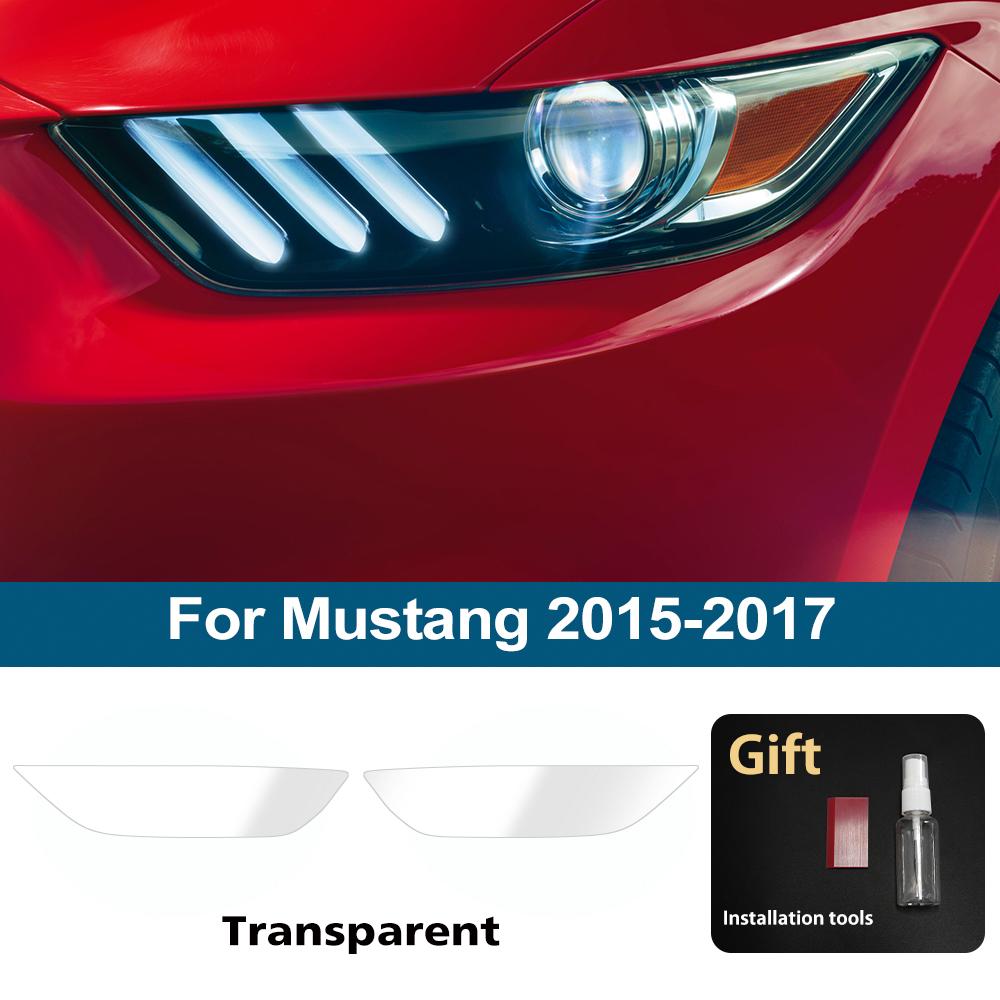 

High-Gloss Smoke Black Pre Cut Car Headlight Protective Film For Ford Mustang 2026-2026 TPU PPF Anti-Scratch Vinyl Wrap Film For 15-17 CLR