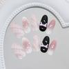 Sweet Pink Bow Blush Glitter Diamond Plaid Girly Versatile Removable Wearable Nails 30 Pieces