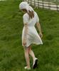 ITOV SEOUL Boatneck Cotton A-Line Dress White