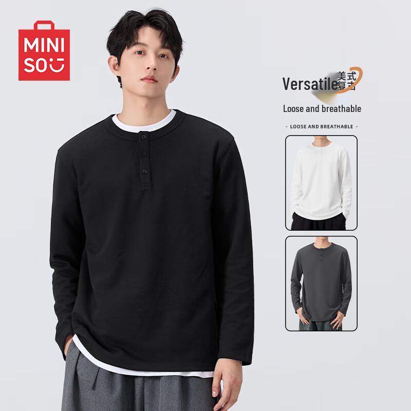 MINISO Men s Henley Long-Sleeve T-Shirt 3XL