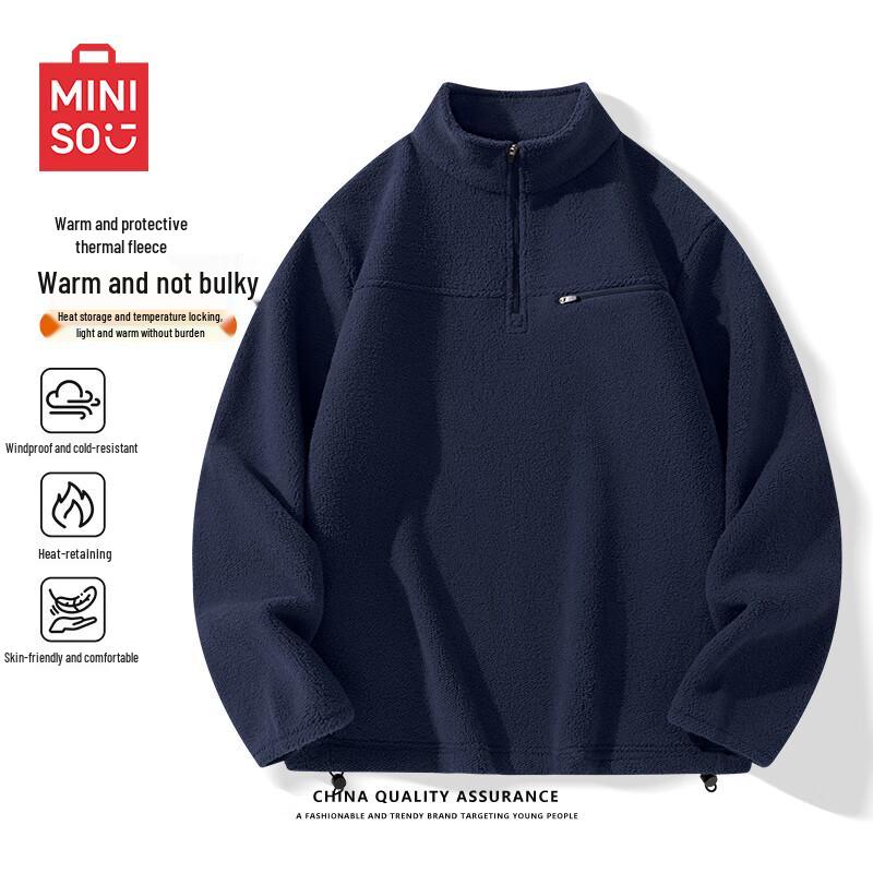 

MINISO Men s Double-Sided Fleece Half-Zip Winter Top M
