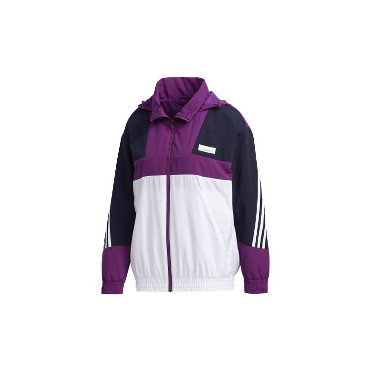 

Adidas Neo Цветной блок с буквенным принтом Спортивная куртка с капюшоном Женская куртка Фиолетовый FU1068