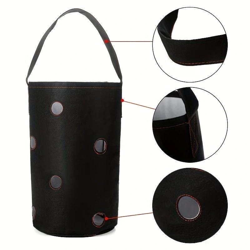 3pcs Hanging Strawberry Grow Bag, Breathable Felt Multi-hole Seedling Pot, Balcony Vegetable Planting Container