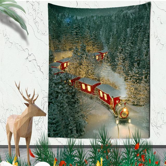 Christmas Atmosphere Tapestry Celebrate Festival Christmas Tree Living Room Home Wall Background Hanging Decorative Tapestry