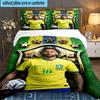 3PCS Brazilian Football Star Bedding set,Ideal For1pc Duvet Cover And 2pcs Pillowcases Perfect for Christmas gift,Ideal for Bedroom, Dormitory