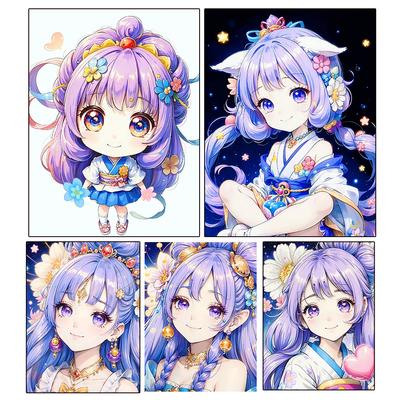 5D DIY Diamond Painting Cartoon Pictures Girl Mosaic Art Full Round Cross Stitch Kit Rhinestone Home Decoration Gift