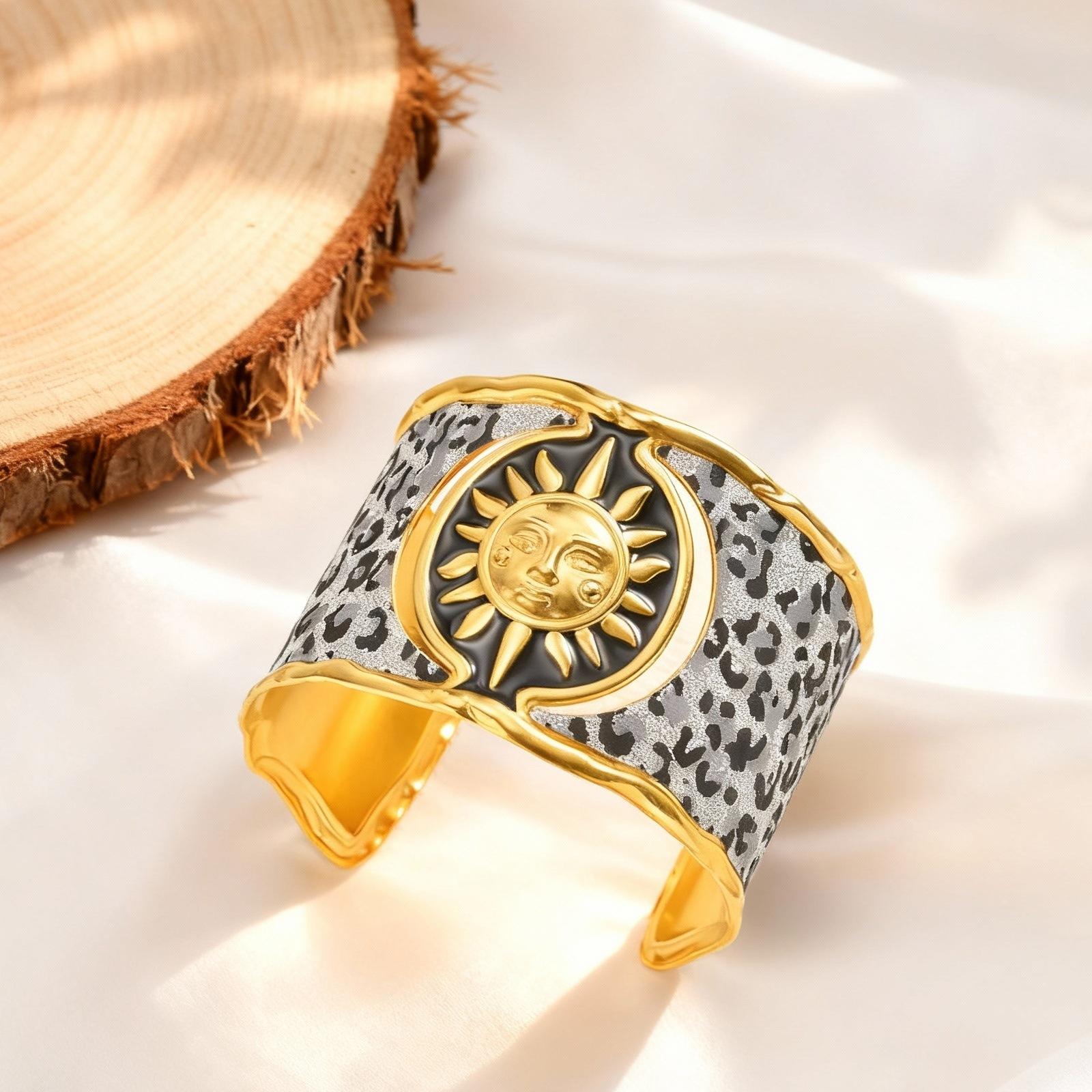 

Statement Sun Cuff Wide Bracelet Bangle for Women,Exaggerated Sunflower Open Bracelets,Happiness and Freedom Creative Jewelry