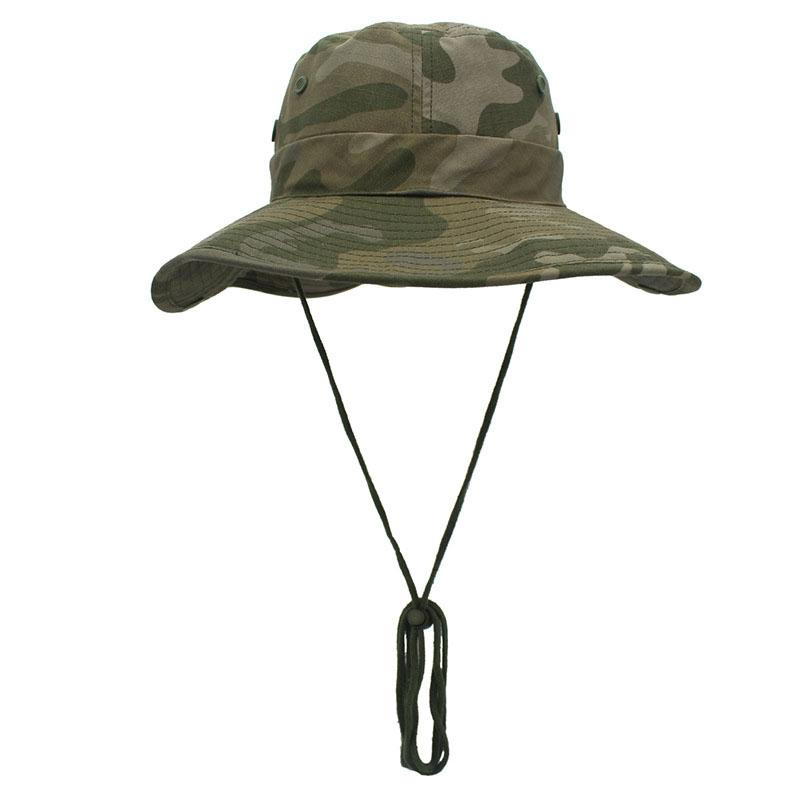 Men's Camouflage Fisherman Hat Women's Big Brim Trend Jungle UV Protection Outdoor Fishing Hunting Travel Hiking New Bucket Hat