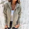 Women's Simple Style Autumn Jacket Coat  Corduroy Hooded Coats Women Fashion Pocket Long Sleeve Casual Jackets