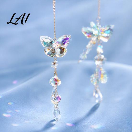 Crystal Wind Chimes for Garden Butterfly & Dragonfly Suncatcher Colorful Rainbow Maker Prism Hanging Unique Housewarming Gifts New Home Ornament,