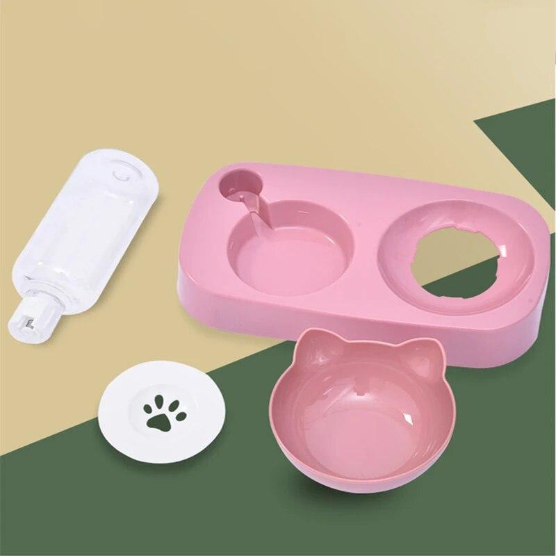 Pet Dog Bowl Automatic Feeder Cat Food Bowl with Water Fountain Bowl Drinking Raised Stand Dish Bowls Cat Food and Water Dush